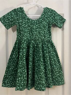 Alice + Ames Baby Girl Green Floral 3/4 Short Sleeve Twirl Dress